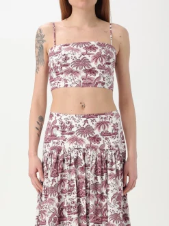 Top cropped Staud in cotone stretch stampato