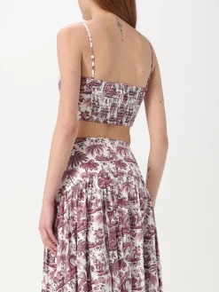 Top cropped Staud in cotone stretch stampato