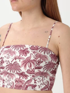 Top cropped Staud in cotone stretch stampato