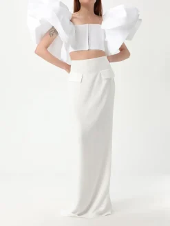 Top Monot in crepe con maxi rouches