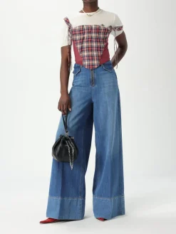 Top Vivienne Westwood in lino e cotone con stampa check