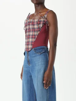 Top Vivienne Westwood in lino e cotone con stampa check