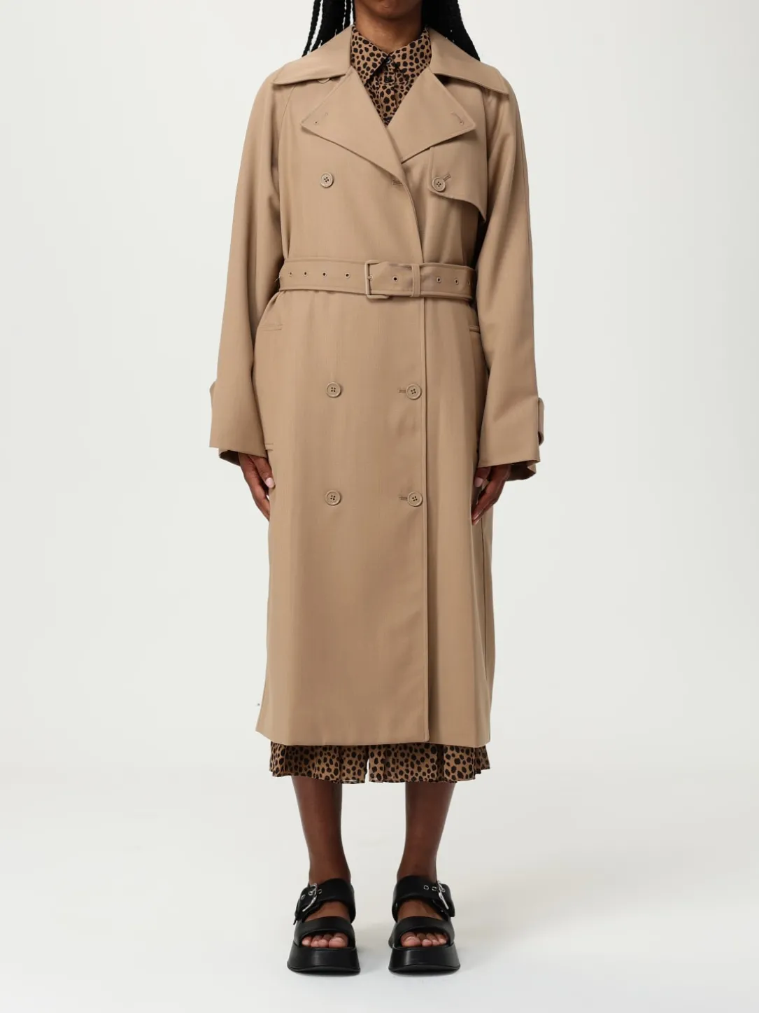 Trench a doppiopetto in misto lana Michael Kors