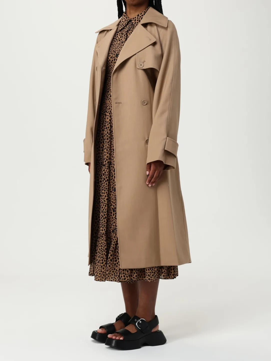Trench a doppiopetto in misto lana Michael Kors