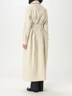Trench a doppiopetto lungo Max Mara in lino
