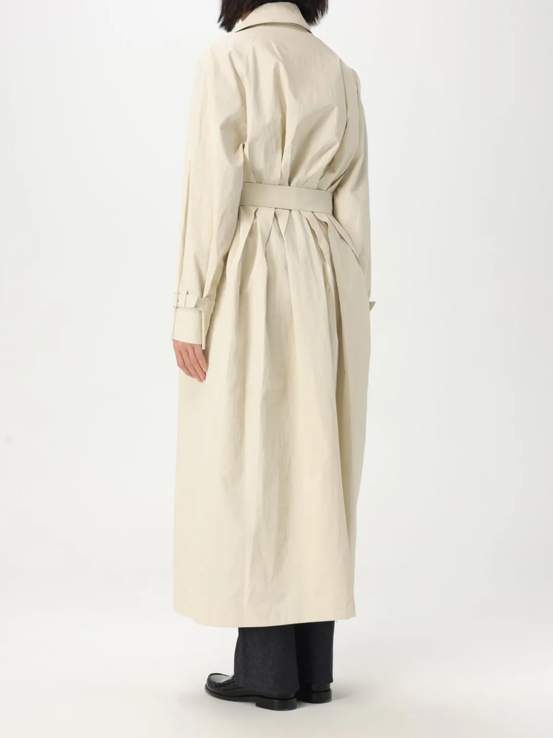 Trench a doppiopetto lungo Max Mara in lino