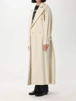 Trench a doppiopetto lungo Max Mara in lino
