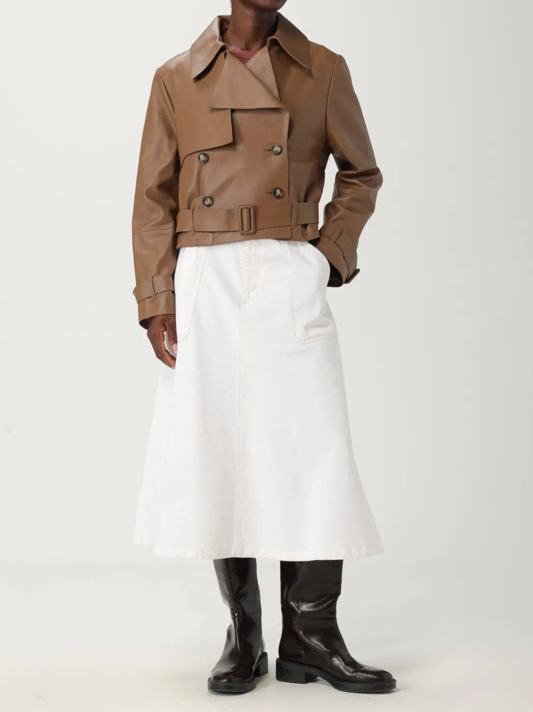 Trench doppiopetto Boss in pelle