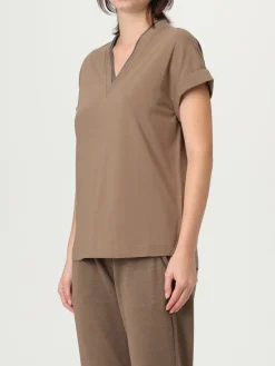 T-shirt a v Brunello Cucinelli in jersey con monile