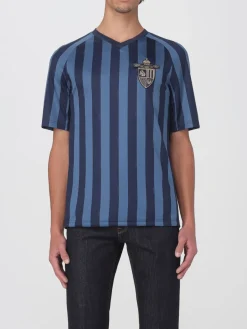 T-shirt a v Fendi a righe con stemma in poliestere