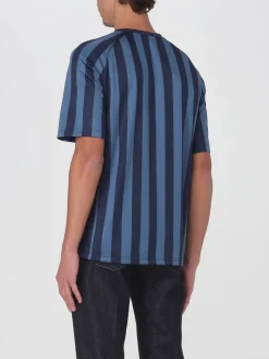 T-shirt a v Fendi a righe con stemma in poliestere