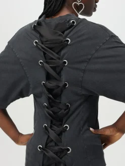 T-shirt Balenciaga in cotone con fettucce intrecciate