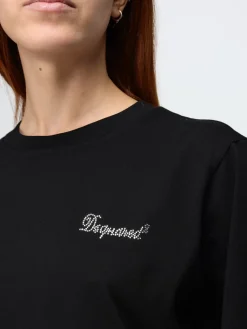T-shirt basic Dsquared2 in cotone con logo di strass