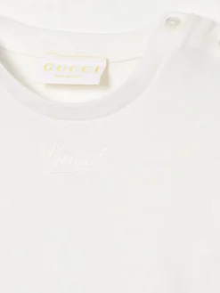 T-shirt basic in cotone Gucci con logo ricamato