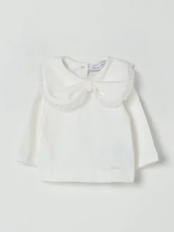 T-shirt con maxi collo in cotone Monnalisa