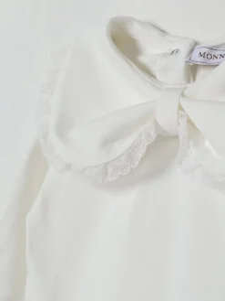 T-shirt con maxi collo in cotone Monnalisa