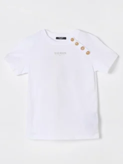 T-shirt con mini logo e bottoni Balmain