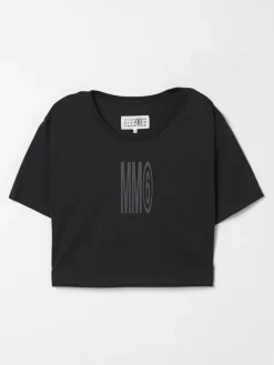 T-shirt crop con maxi logo Mm6 Maison Margiela