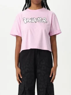 T-shirt crop in cotone con stampa logo Disclaimer