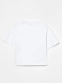 T-shirt crop in cotone con mini logo Dkny