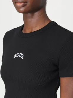 T-shirt crop in cotone con logo GCDS
