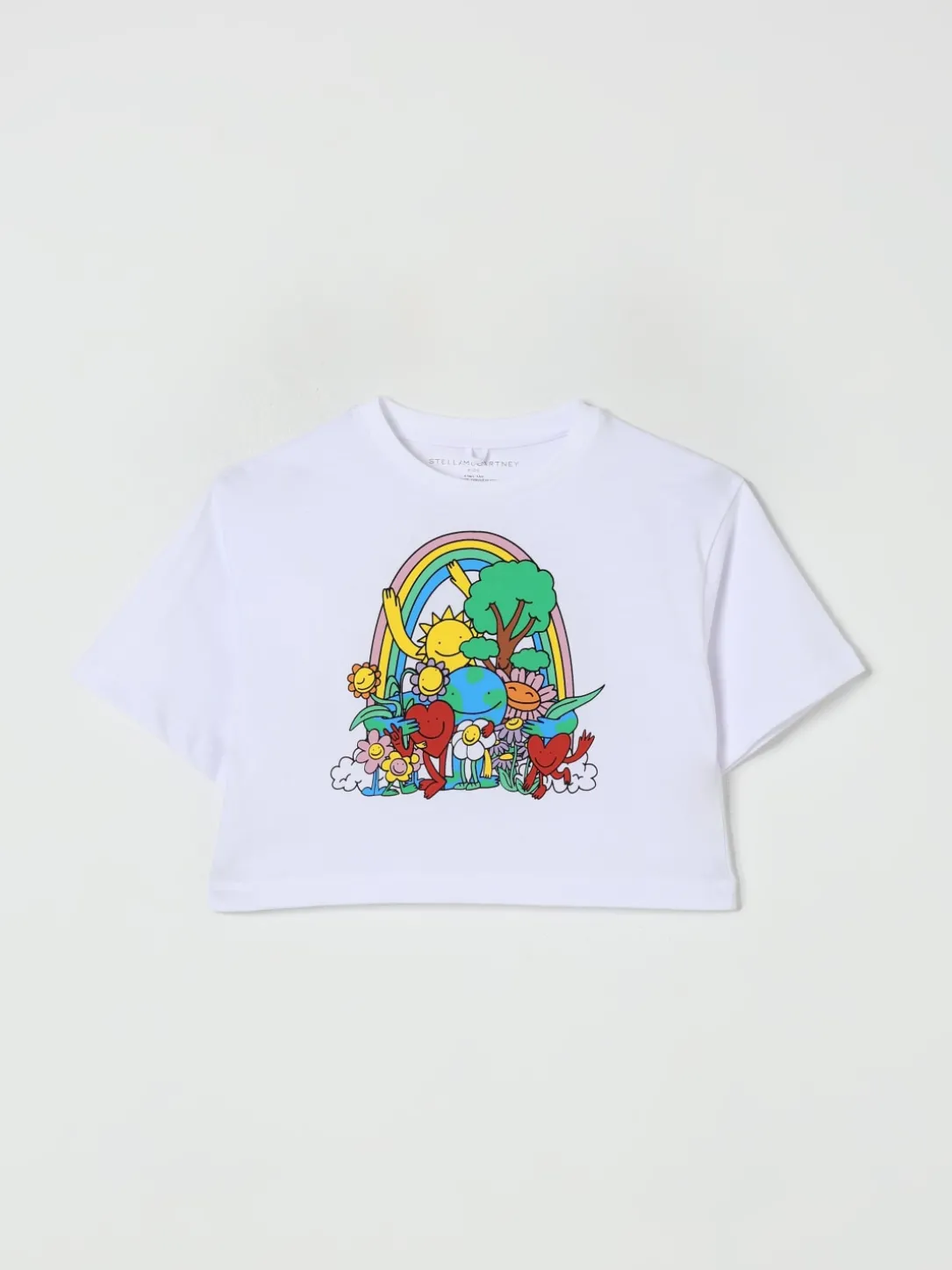 T-shirt crop in cotone stampata Stella McCartney Kids