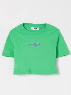 T-shirt crop stampata in cotone MSGM Kids