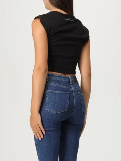 T-shirt cropped Elisabetta Franchi in cotone con monogram