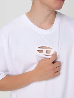 T-shirt Diesel in cotone con logo intagliato