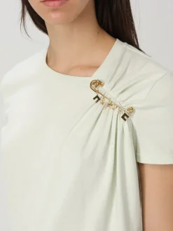 T-shirt Elisabetta Franchi in cotone con spilla