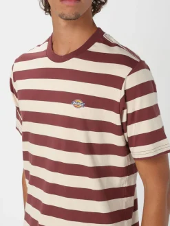 T-shirt in cotone a righe con logo Dickies