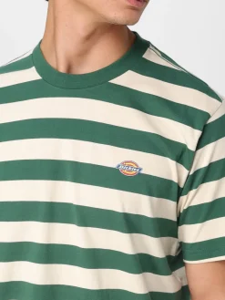T-shirt in cotone a righe con logo Dickies