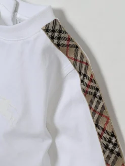 T-shirt in cotone con bande check Burberry