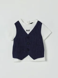 T-shirt in cotone con finto gilet Fay Junior
