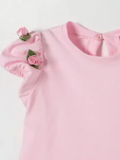 T-shirt in cotone con fiori Monnalisa