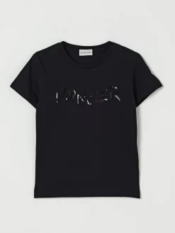 T-shirt in cotone con logo di paillettes Moncler