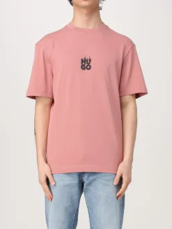 T-shirt in cotone con logo Hugo fiamme