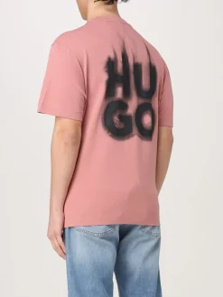 T-shirt in cotone con logo Hugo fiamme