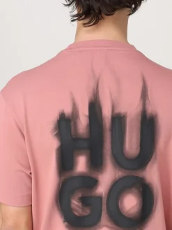 T-shirt in cotone con logo Hugo fiamme