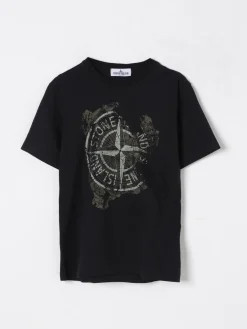 T-shirt in cotone con logo Compass Stone Island Junior