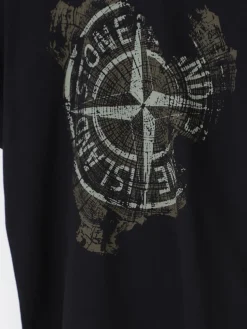 T-shirt in cotone con logo Compass Stone Island Junior