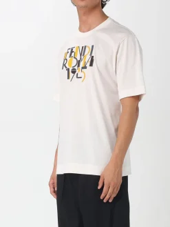 T-shirt in cotone con logo Fendi Roma 1925
