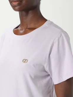 T-shirt in cotone con logo Twinset