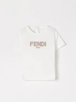 T-shirt in cotone con logo Fendi