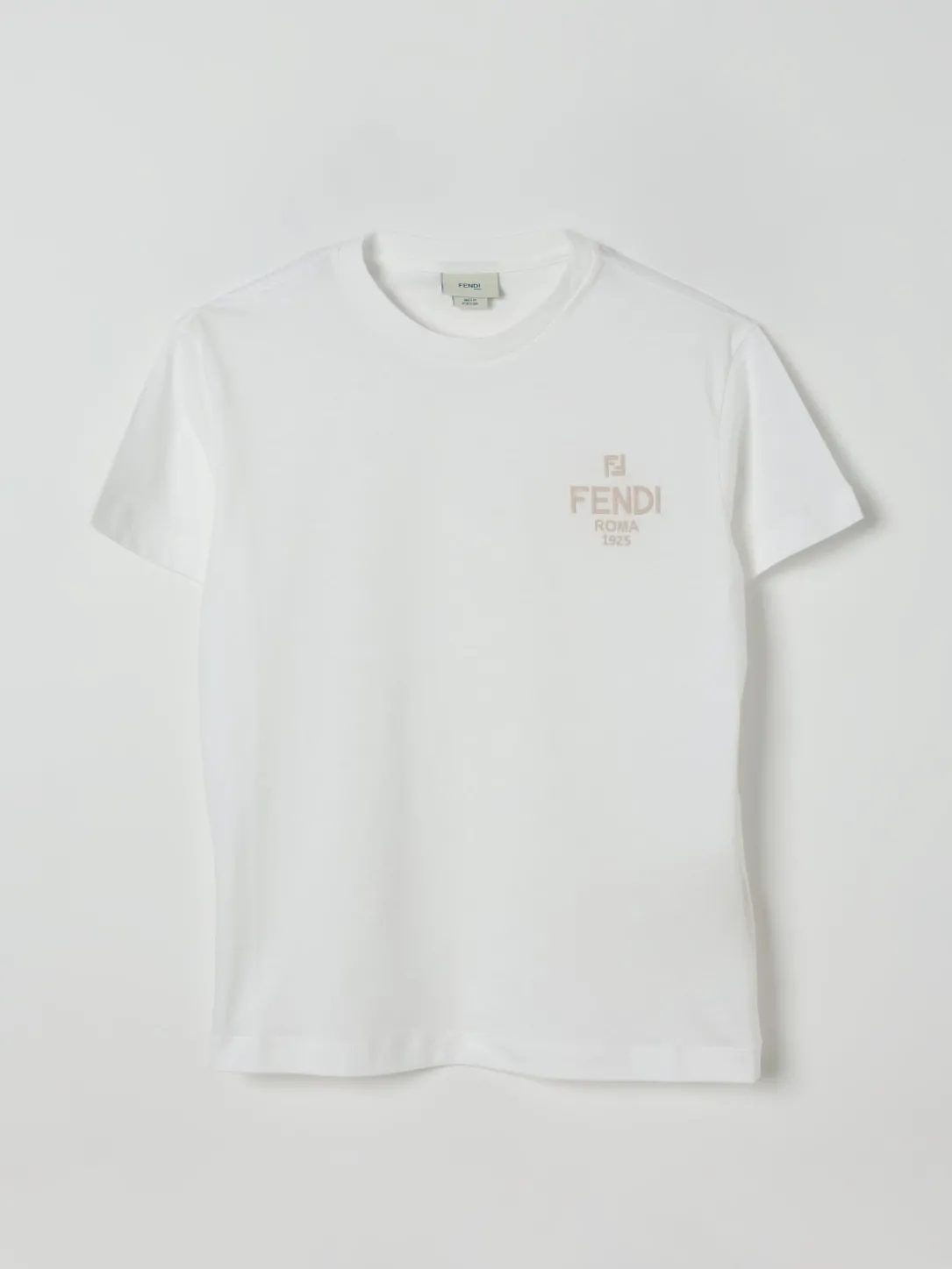 T-shirt in cotone con logo ricamato Fendi
