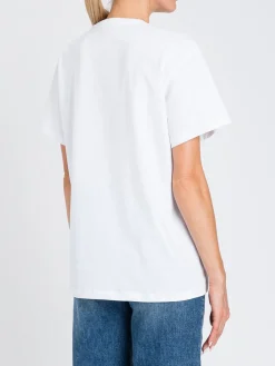 T-shirt in cotone con logo floccato Twinset