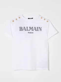 T-shirt in cotone con logo Balmain