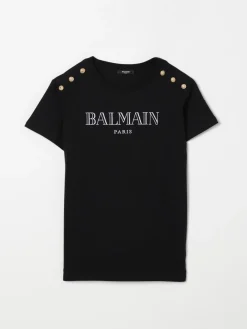 T-shirt in cotone con logo Balmain