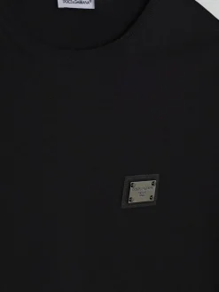 T-shirt in cotone con logo metallico Dolce & Gabbana