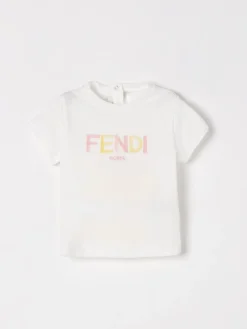 T-shirt in cotone con logo bicolor Fendi